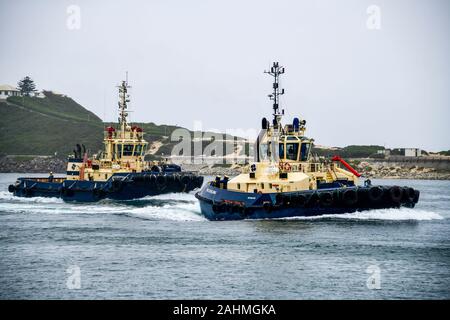 Zwei Schlepper im Hafen von Newcastle, Australien Stockfoto