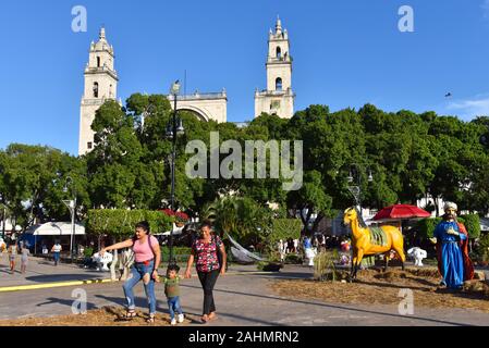 Plaza Grande während der Weihnachtszeit, Merida Mexiko Stockfoto