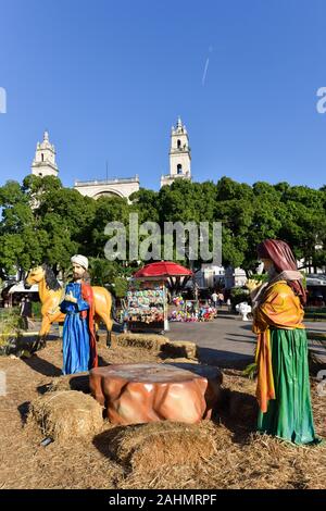 Plaza Grande während der Weihnachtszeit, Merida Mexiko Stockfoto