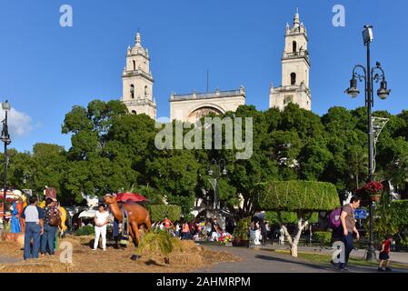 Plaza Grande während der Weihnachtszeit, Merida Mexiko Stockfoto