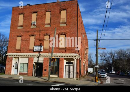 Die Prince Hall Masonic Lodge befindet sich Verbrettert am südlichen Ende der Innenstadt von Raleigh, North Carolina. Stockfoto