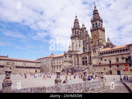 Kathedrale. Obradoiro Square, Santiago de Compostela, La Coruña Provinz Galizien, Spanien. Stockfoto