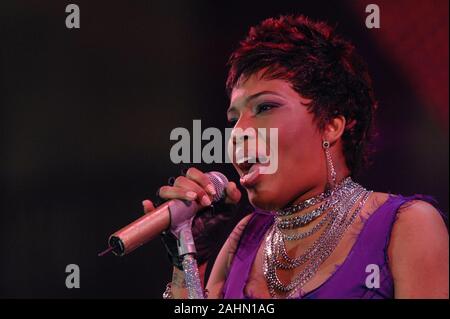 Milano Italien 14.06.2007, Domplatz: Macy Gray im Konzert während der musikalischen Ereignis 'Festivalbar 2007". Stockfoto