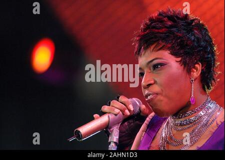 Milano Italien 14.06.2007, Domplatz: Macy Gray im Konzert während der musikalischen Ereignis 'Festivalbar 2007". Stockfoto