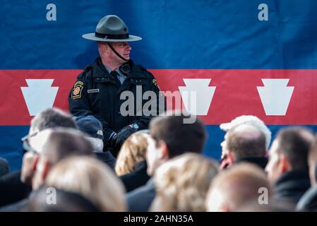 Harrisburg, USA. 15. Januar, 2019. Staatliche Polizei an der Pennsylvania während Gouverneur Tom Wolfs Einweihung. Chris Baker Evens/Alamy Live Stockfoto