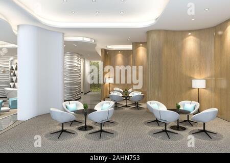 3D-Rendering gemütliche Sessel im Luxus hotel Lounge und Rezeption Stockfoto