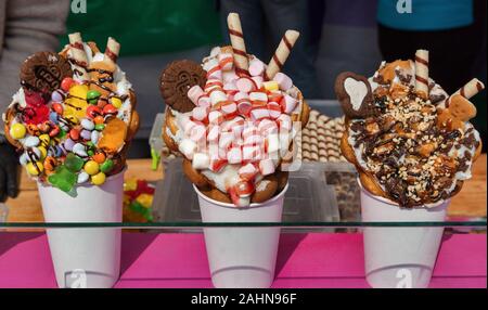 Street Food Eis mit Waffeln closeup Stockfoto