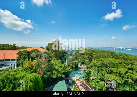 Singapur - ca. April, 2019: Blick auf Sentosa Island in Singapur. Stockfoto