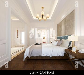 3D-rendering Luxus classic zimmer Suite im Hotel mit Schrank und begehbaren Schrank Stockfoto