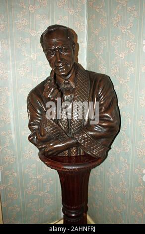 Statue im Sherlock Holmes Museum in der Baker Street 221B Stockfoto