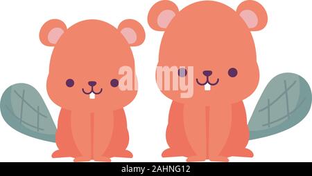 Biber cartoons Design, Kawaii Ausdruck niedlichen Charakter lustig und emoticon Thema Vector Illustration Stock Vektor