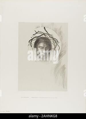 Odilon Redon. Tag erscheint Endlich,... und in der Scheibe der Sonne scheint das Antlitz Jesu Christi, Platte 24 von 24. 1896. Frankreich. Lithographie in Schwarz auf hellgrau China Papier legte sich auf Elfenbein webte Papier Stockfoto