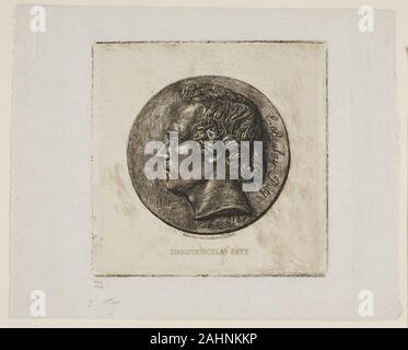 Charles Meryon. Porträt des Dichters Evariste Boulay-Paty. 1861. Frankreich. Radierung mit Brünieren in warmen Schwarz auf Grau Elfenbein des Chine, aufklappbar für Côte d'Ivoire Bütten Stockfoto