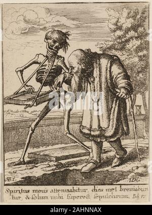 Wenzel Hollar. Der alte Mann und der Tod. 1651. Böhmen. Radierung auf Elfenbein webte Papier Stockfoto