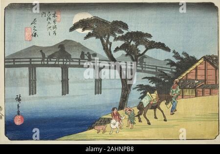 Utagawa Hiroshige. Nr. 28 Nagakubo, aus der Serie 60 - neun Stationen des Kisokaido (Kisokaido rokujukyu tsugi no Uchi). 1830 - 1843. Japan. Farbe holzschnitt; Oban Stockfoto