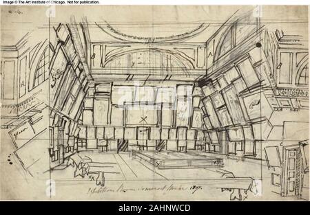 Charles Augustus Pugin. Studie für Ausstellungsraum, Somerset House, vom Mikrokosmos von London. 1807 - 1808. England. Graphit auf Creme webte Papier Stockfoto