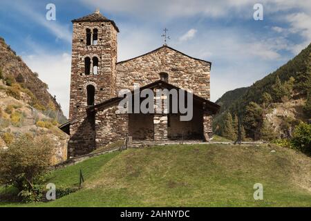 Kirche Sant Joan de Caselles, Canillo, Andorra. Stockfoto