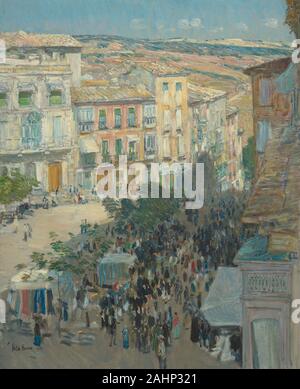 Childe Hassam. Anzeigen eines südlichen französischen Stadt. 1910. In den Vereinigten Staaten. Öl an Bord während eines langwierigen und ambitionierten Childe Hassam arbeiten, Reisen in Europa gemalt, Blick auf die südlichen französischen Stadt schildert charakteristischen Pastellfarben des Mittelmeers. Die Szene zeigt einen lebendigen, offenen Markt in einem Dorfplatz, obwohl die genaue Lage unbekannt ist. Vielleicht einer der am meisten Nomaden der amerikanischen Impressionisten, Hassam gereist und großflächig lackiert in ganz Europa und in den Osten der Vereinigten Staaten. Die bunten flackert von Farbe hier die Zahlen sowohl enliv zu machen Stockfoto