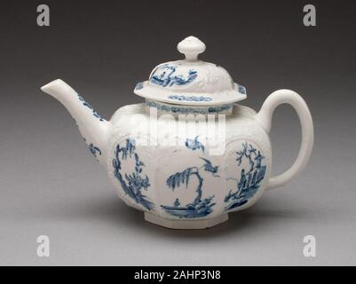 Royal Worcester Porzellan Firma (Hersteller). Teekanne. 1750 - 1760. Worcester. Weiche Hartporzellan, unterglasur Blau Stockfoto