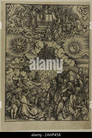 Albrecht Dürer. Die Eröffnung der Fünften und Sechsten Dichtungen, die von der Apokalypse. 1496 - 1498. Deutschland. Holzschnitt in Schwarz auf tan Bütten Stockfoto