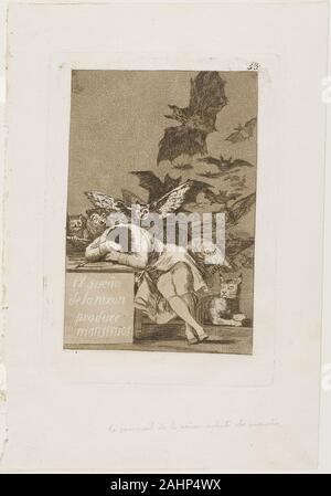 Francisco José de Goya y Lucientes. Der Schlaf der Vernunft gebiert Ungeheuer, Platte 43 aus Los Caprichos. 1797 - 1799. Spanien. Radierung und Aquatinta auf Elfenbein Bütten Stockfoto