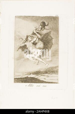 Francisco José de Goya y Lucientes. Dort geht es, Platte 66 aus Los Caprichos. 1797 - 1799. Spanien. Radierung und Aquatinta auf Elfenbein Bütten Stockfoto