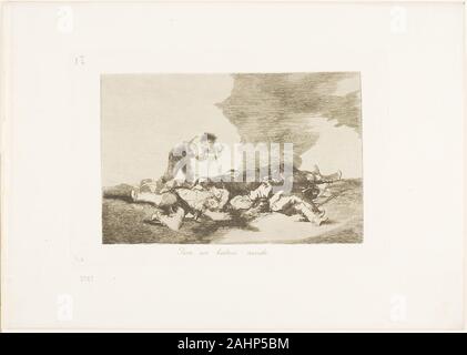 Francisco José de Goya y Lucientes. Das ist es, was Sie geboren, Platte zwölf aus den Katastrophen des Krieges. 1810 - 1812. Spanien. Ätzen, lavis, kaltnadel und Burin auf Elfenbein webte Papier mit vergoldeten Kanten in Francisco de Goya in der Serie der Katastrophen des Krieges, der 10 der 80 Radierungen zu Haufen von Leichen gewidmet sind, aggressiv Zementierung von diesem Thema narrative Bedeutung. Goya scheint verfasst worden in der künstlerischen Möglichkeiten, dass diese Gruppierungen erlaubt zu haben. Die Körper sind in unterschiedlichen Zusammensetzungen und Techniken - einige mit Aquatinta, einige mit traditionellen Radierung dargestellt. Manche zeigen nur die Dea Stockfoto