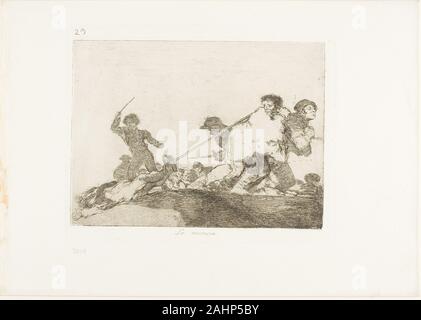 Francisco José de Goya y Lucientes. Er hat es verdient, Platte 29 aus den Katastrophen des Krieges. 1814 - 1820. Spanien. Ätzung, Kaltnadel, Burin und Brünieren auf Elfenbein webte Papier mit vergoldeten Kanten Stockfoto