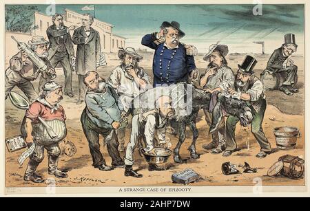 Josef Keppler. Eine seltsame Fall der Seuche, von Puck. 1858 - 1894. In den Vereinigten Staaten. Farblithographie auf Zeitungspapier Stockfoto