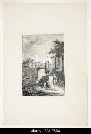 Hubert Robert. Der Triumphbogen, Platte 8 von Les soirées de Rome. 1763 - 1764. Frankreich. Radierung auf Elfenbein Bütten Stockfoto