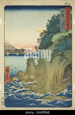 Utagawa Hiroshige. Sagami Provinz Eingang zu den Höhlen von enoshima (Sagami, Enoshima iwaya keine KUCHI), aus der serie bekannte Orte in die Rund 60 Provinzen (Rokujuyoshu meisho zue). 1853. Japan. Farbe holzschnitt; Oban Stockfoto