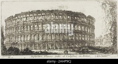 Giovanni Battista Piranesi. Flavischen Amphitheater, genannt das Kolosseum. 1. Triumphbogen des Konstantin. 2. Palatin, Platte 12 aus einigen Ansichten von Triumphbögen und andere Sehenswürdigkeiten. 1748. Italien. Radierung auf Elfenbein Bütten Stockfoto