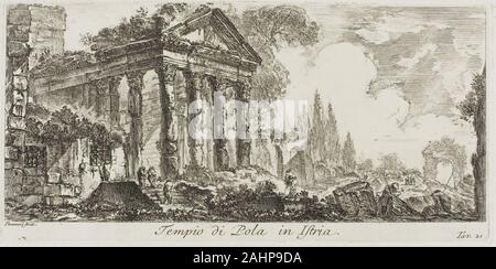 Giovanni Battista Piranesi. Tempel von Pola in Istrien, Platte 21 von einigen Ansichten von Triumphbögen und andere Sehenswürdigkeiten. 1748. Italien. Radierung auf Elfenbein Bütten Stockfoto