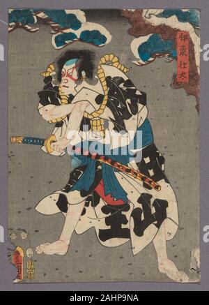 Utagawa Kunisada I (Toyokuni III). Der Schauspieler Ichikawa Danjuro VIII als Ito Sota. 1853. Japan. Farbe holzschnitt; Blatt von Oban, Triptychon Stockfoto