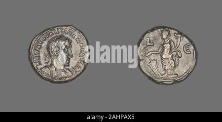 Der ägyptischen Antike. Münze Darstellung Kaiser Valerian. 257 AD - 258 AD. Ägypten. Billon Stockfoto