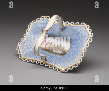 Royal Worcester Porzellan Firma (Hersteller). Dessert Korb mit Ansicht von Worcester. 1840 - 1850. Worcester. Weiche Hartporzellan mit mehrfarbigem Emaille Stockfoto