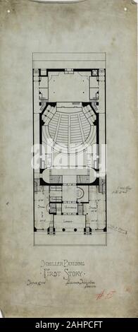 Adler & Sullivan, Architekten (Architekt). Schiller Gebäude Vermietung Pläne, Chicago, Illinois, zu planen. 1890 - 1895. Chicago. Tinte auf Leinen Stockfoto