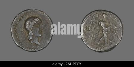 Antike römische. Quinarius (Münze), den Gott Apollo. 90 BC. Römische Reich. Silber Stockfoto