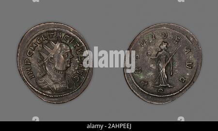 Antike römische. Aurelianus (Münze) porträtiert Kaiser Tacitus. 276 AD. Römische Reich. Billon Stockfoto