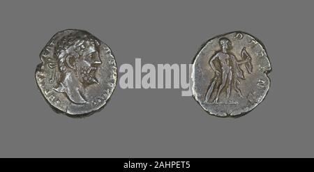 Antike römische. Denar (Münze) Darstellung von Kaiser Septimius Severus. 197 AD. Römische Reich. Silber Stockfoto