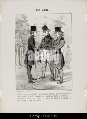 Honoré-Victorin Daumier. " - Was eine glückliche Begegnung! Es ist meine Liebe Stanislaus wen ich habe nicht gesehen, da wir in der sechsten Klasse gemeinsam an Landernau.... in diesen Zeiten waren wir teilen alles ... Es sollte die gleiche sein, könnten Sie mir leihen 20 oder 25 Franken, "plate 2 von Les Amis. 1845. Frankreich. Lithographie in Schwarz auf Weiß webte Papier Stockfoto