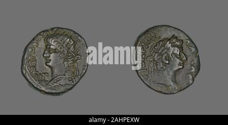 Der ägyptischen Antike. Tetradrachme (Münze) Darstellung von Kaiser Nero. 54 AD 68 AD. Ägypten. Billon Stockfoto