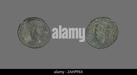 Antike römische. Münze Darstellung Kaiser Constans. 335 AD - 350 AD. Römische Reich. Bronze Stockfoto