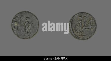 Antike Griechische. Münze mit der Darstellung der Göttin Artemis. 190 v. Chr.. Das antike Griechenland. Bronze Stockfoto