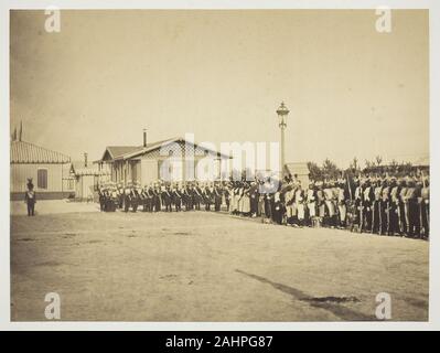 Gustave Le Gray. Light-Infantry Soldaten, Camp de Châlons. 1857. Frankreich. Eiweiß drucken, aus dem Album Souvenirs du Camp de Châlons Stockfoto