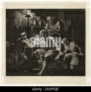 Carl Russ. Jupiter Besuche mit Philemon und Bacchus. 1809. Österreich. Radierung und Aquatinta auf Tan webte Papier Stockfoto