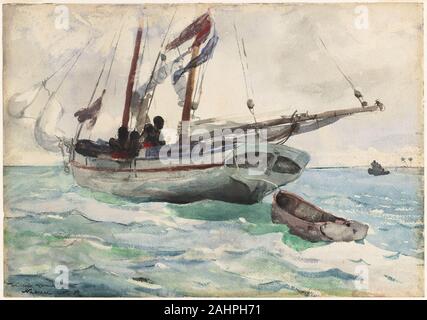 Winslow Homer. Schoner - Nassau. 1898 - 1899. In den Vereinigten Staaten. Transparente Aquarell, mit Spuren von opak Aquarell, Wiedervernässung, Blotting und Schaben, über Graphit, dicke, grobe Twill - Strukturierte, Elfenbein webte Papier Stockfoto