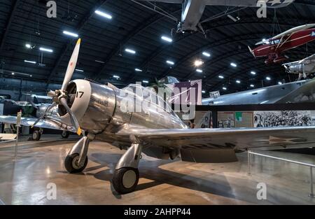 Seversky P-35 WWII Fighter Aircraft am nationalen Museum der United States Air Force (früher der United States Air Force Museum, Dayton, Ohio, USA Stockfoto