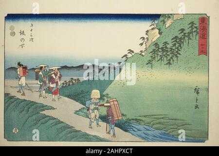 Utagawa Hiroshige. Sakanoshita-Nr. 49, aus der serie Dreiundfünfzig Stationen des Tokaido (Tokaido gojusan tsugi), auch als reisho Tokaido bekannt. 1842 - 1857. Japan. Farbe holzschnitt; Oban Stockfoto