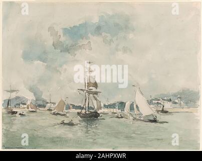 Johan Barthold Jongkind. Der Hafen von Honfleur. 1864. Niederlande. Aquarell, mit Spuren und schwarze Kreide, auf Creme webte Papier Stockfoto